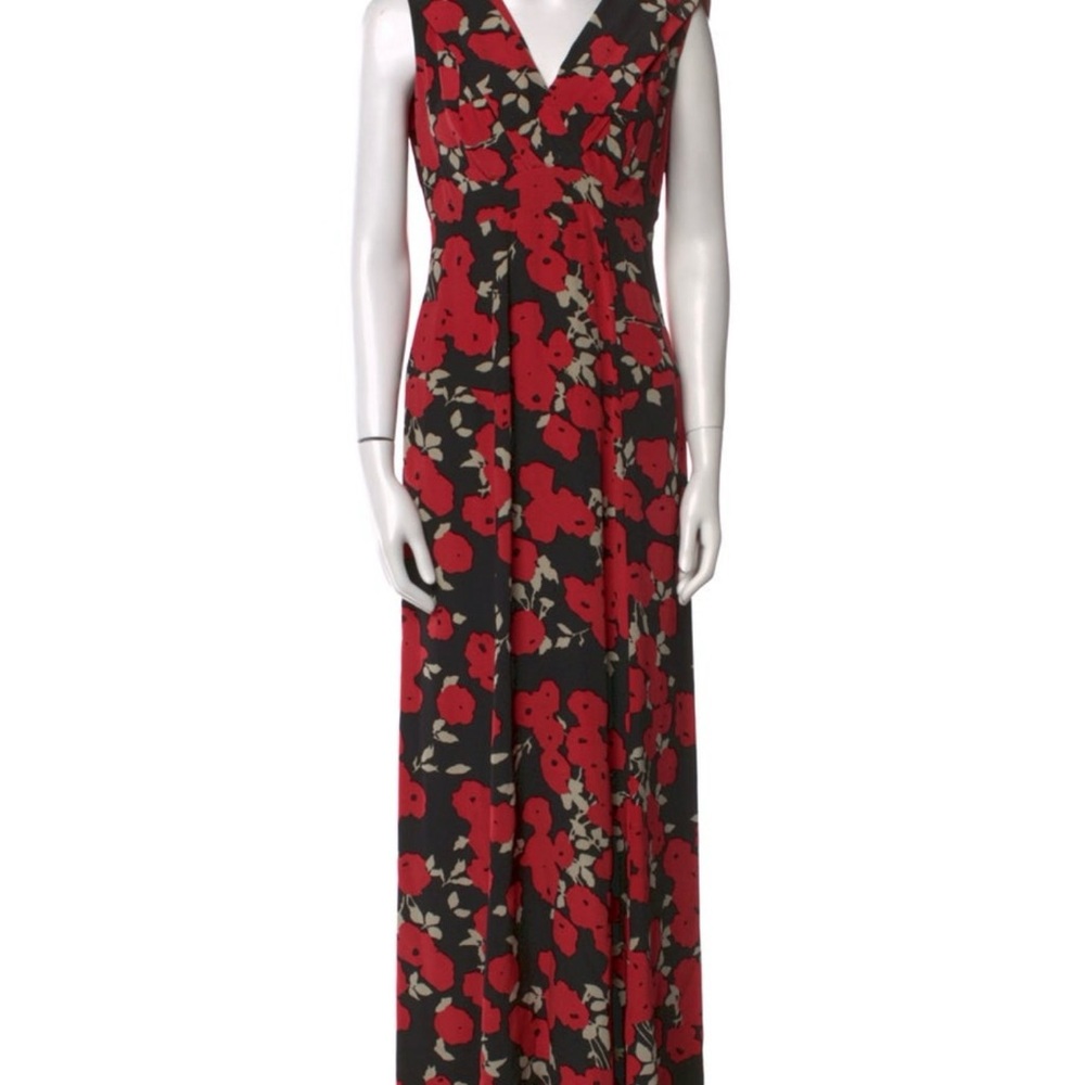 Temperley London Red and Black Floral Maxi Dress
